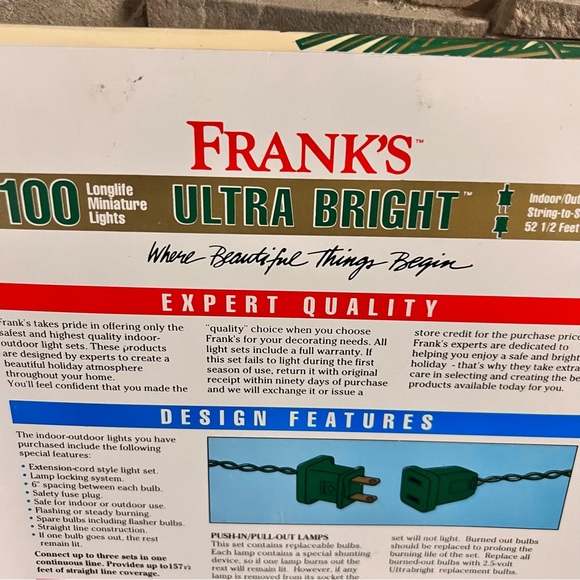 COPY - Vintage FRANKS 100 Ultra Bright Christmas Lights Green New - Picture 14 of 16